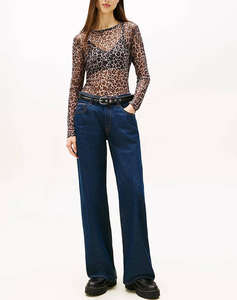 TOMMY JEANS TJW SLIM AOP MESH LS TOP EXT