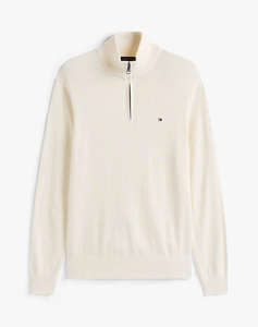 TOMMY HILFIGER PIMA ORG CTN CASHMERE ZIP MOCK