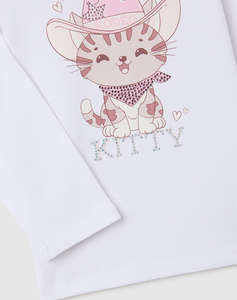 OVS T-SHIRT L/S W/KITTY
