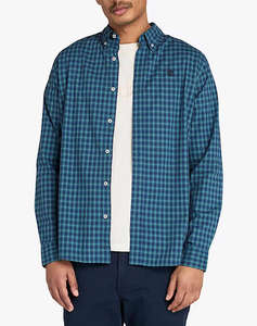 TIMBERLAND Stretch Poplin Gingham Shirt DARK DENIM YD
