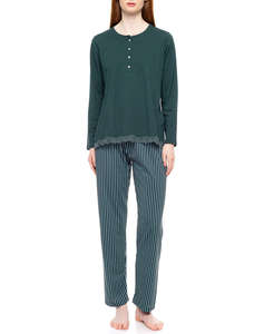 PINK LABEL PYJAMA GREEN FOREST STRIPES