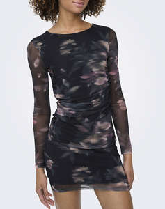 ONLY ONLKAYA LIFE LS RUCHING MESH DRESS WVN