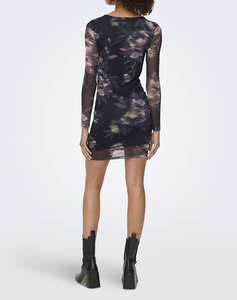 ONLY ONLKAYA LIFE LS RUCHING MESH DRESS WVN