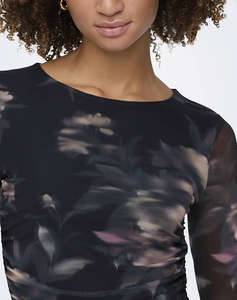 ONLY ONLKAYA LIFE LS RUCHING MESH DRESS WVN