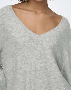 ONLY ONLARIZONA LS SEQUINS V-NECK PUL KNT