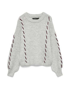 VERO MODA VMILINA LS O-NECK HANDSTITCH PULLOVER