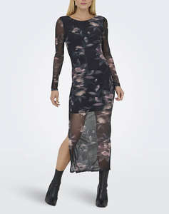 ONLY ONLKAYA LIFE LS MIDI MESH DRESS WVN