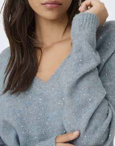 ONLY ONLARIZONA LS SEQUINS V-NECK PUL KNT