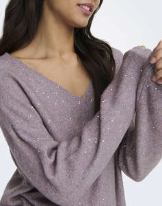 ONLY ONLARIZONA LS SEQUINS V-NECK PUL KNT