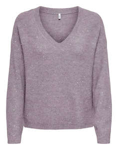 ONLY ONLARIZONA LS SEQUINS V-NECK PUL KNT