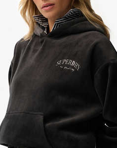 SUPERDRY D2 SDSW COUNTRY CLUB VELOUR RELAX HOOD WOMENS SWEATSHIRT