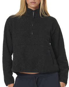 BODY ACTION WOMENS OVERSIZE BOUCLE-FLEECE HALF-ZIP