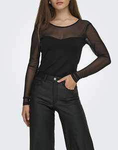 ONLY ONLHEART-BECKI L/S MIX TOP WVN