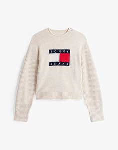 TOMMY JEANS TJW MELANGE FLAG SWEATER RIB EXT