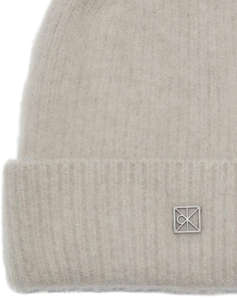 CALVIN KLEIN EMBLEM BRUSHED POMPOM BEANIE