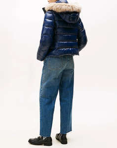 TOMMY HILFIGER GLOSS HW DOWN SLIM JACKET W FUR