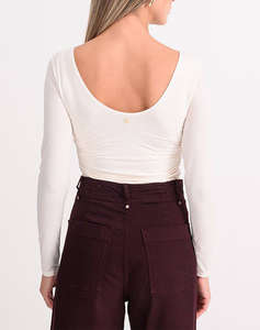 GUESS LS SHIRRING MAISIE TOP ДАМСКА БЛУЗА