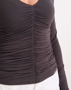 GUESS LS V-NECK AYLEEN TOP ДАМСКА БЛУЗА