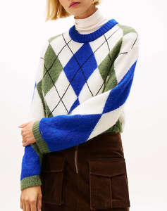 TOMMY HILFIGER ALPACA BLEND ARGYLE C-NK LS SWT