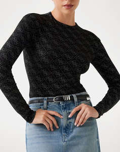 GUESS LS TEODORA LOGO BODY WOMENS BODYSUIT