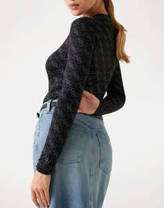 GUESS LS TEODORA LOGO BODY WOMENS BODYSUIT