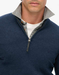 SUPERDRY D1 STUD ESSENTIALS COTTON HALF ZIP Мъжки плетен пуловер