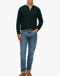 SUPERDRY D1 STUD ESSENTIALS COTTON HALF ZIP Мъжки плетен пуловер