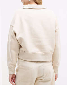 GUESS JEANS GJ NOTCHED COLLAR CROP SWEAT WOMENS SWEATSHIRT