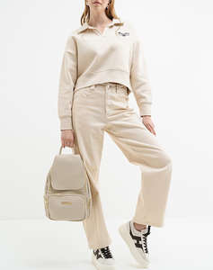 GUESS JEANS GJ NOTCHED COLLAR CROP SWEAT WOMENS SWEATSHIRT