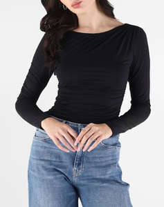 GUESS LS SHIRRING MAISIE TOP ДАМСКА БЛУЗА