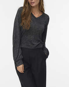 VERO MODA VMILONA LS V-NECK BUTTON PULLOVER BOO