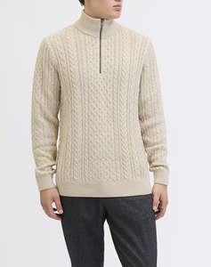 JACK&JONES JPRBLUSEAN KNIT CABLE HALF ZIP SN
