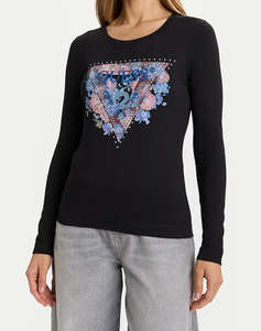 GUESS LS CN PEONY TRIANGLE TEE ДАМСКА БЛУЗА