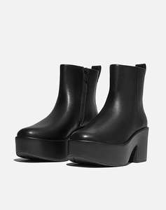 FIT FLOP PLATFFORM ZIP UP ANKLE BOOT - LEATHER​