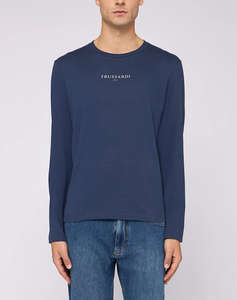 TRUSSARDI T-SHIRT REGULAR FIT A MANICHE LUNGHE CON STAMPA TRUSSARDI