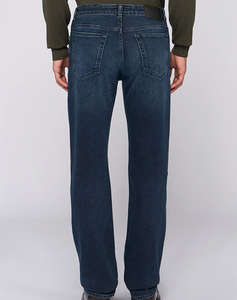 TRUSSARDI JEANS-5 TASCHE 380 ICON IN DENIM BLUE/BLACK STONE WASHED CON TRATTAMENTO CHIMICO