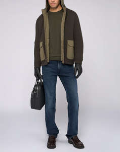 TRUSSARDI JEANS-5 TASCHE 380 ICON IN DENIM BLUE/BLACK STONE WASHED CON TRATTAMENTO CHIMICO