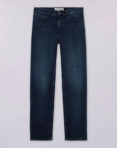 TRUSSARDI JEANS-5 TASCHE 380 ICON IN DENIM BLUE/BLACK STONE WASHED CON TRATTAMENTO CHIMICO