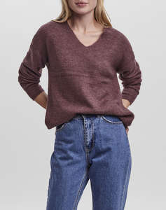 VERO MODA VMCREWLEFILE LS V-NECK BLOUSE NOOS