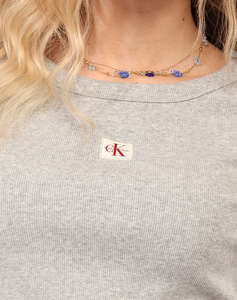 CALVIN KLEIN JEANS A- WOVEN LABEL 2X2 RIB BABY TEE