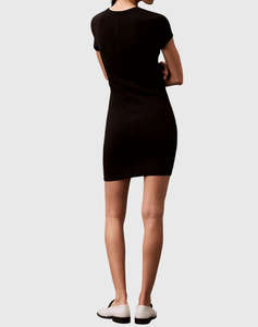 CALVIN KLEIN SS CO CONTOUR 1X1 RIB MINI DRESS