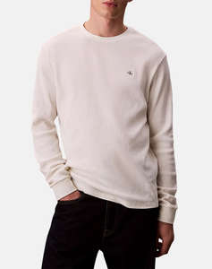 CALVIN KLEIN LS WAFFLE BADGE CREWNK TEE