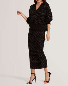 TED BAKER KEATA Fitted Hot Fix Midi Skirt