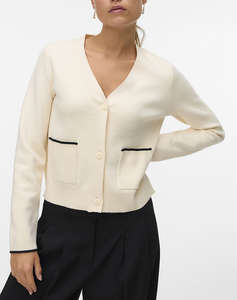 VERO MODA VMGOLD LS V-NECK CONTRAST CARDIGAN