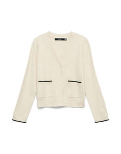 VERO MODA VMGOLD LS V-NECK CONTRAST CARDIGAN