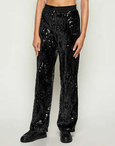 GUESS SEQUINS WIDE LEG PANTS WOMENS PANTS