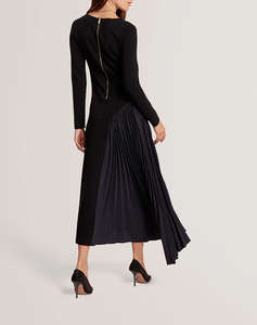 TED BAKER BELVIEE Long Sleeve Knit Midi Dress with Pleat P