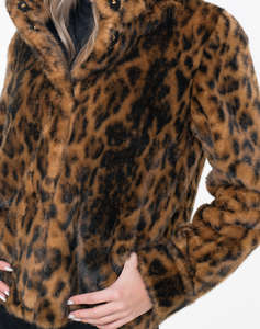 GUESS LUNA FAUX FUR LEOPARD ДАМСКО ПАЛТО