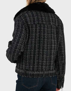 GUESS SANDRA TWEED BIKER ДАМСКО ПАЛТО