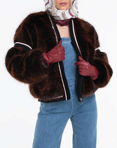 GUESS KATIA FAUX FUR RIB BOMBER ДАМСКО ПАЛТО